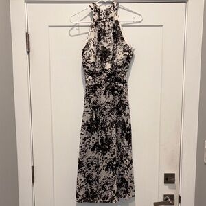 Chic Black and White Floral Midi Dress NWOT